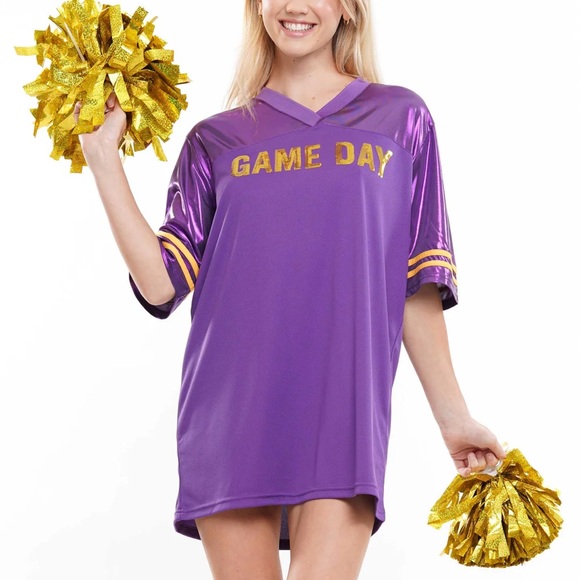 Purple Game Day Jersey Dress - Picture 1 of 4